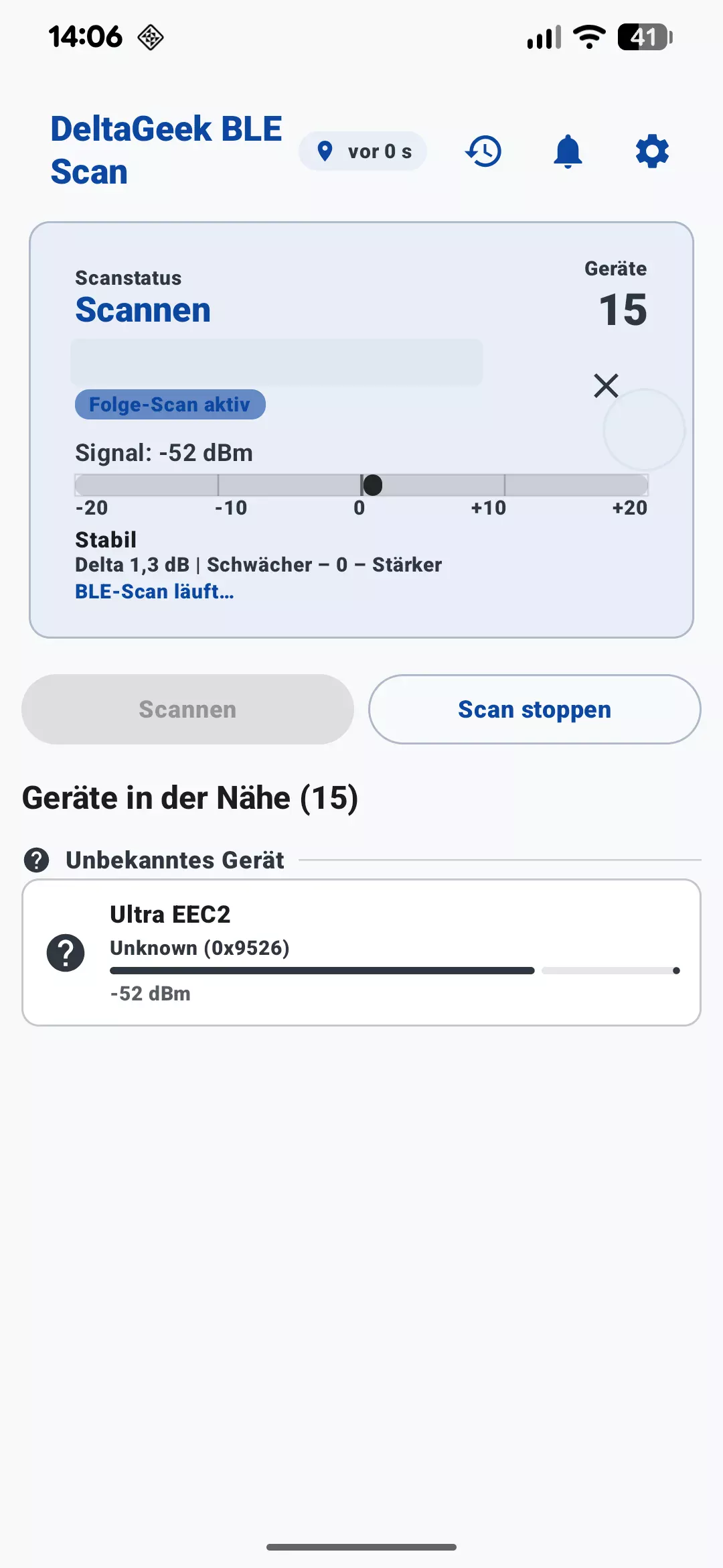 BLE Scan: Live-Erkennung und Signalstärke